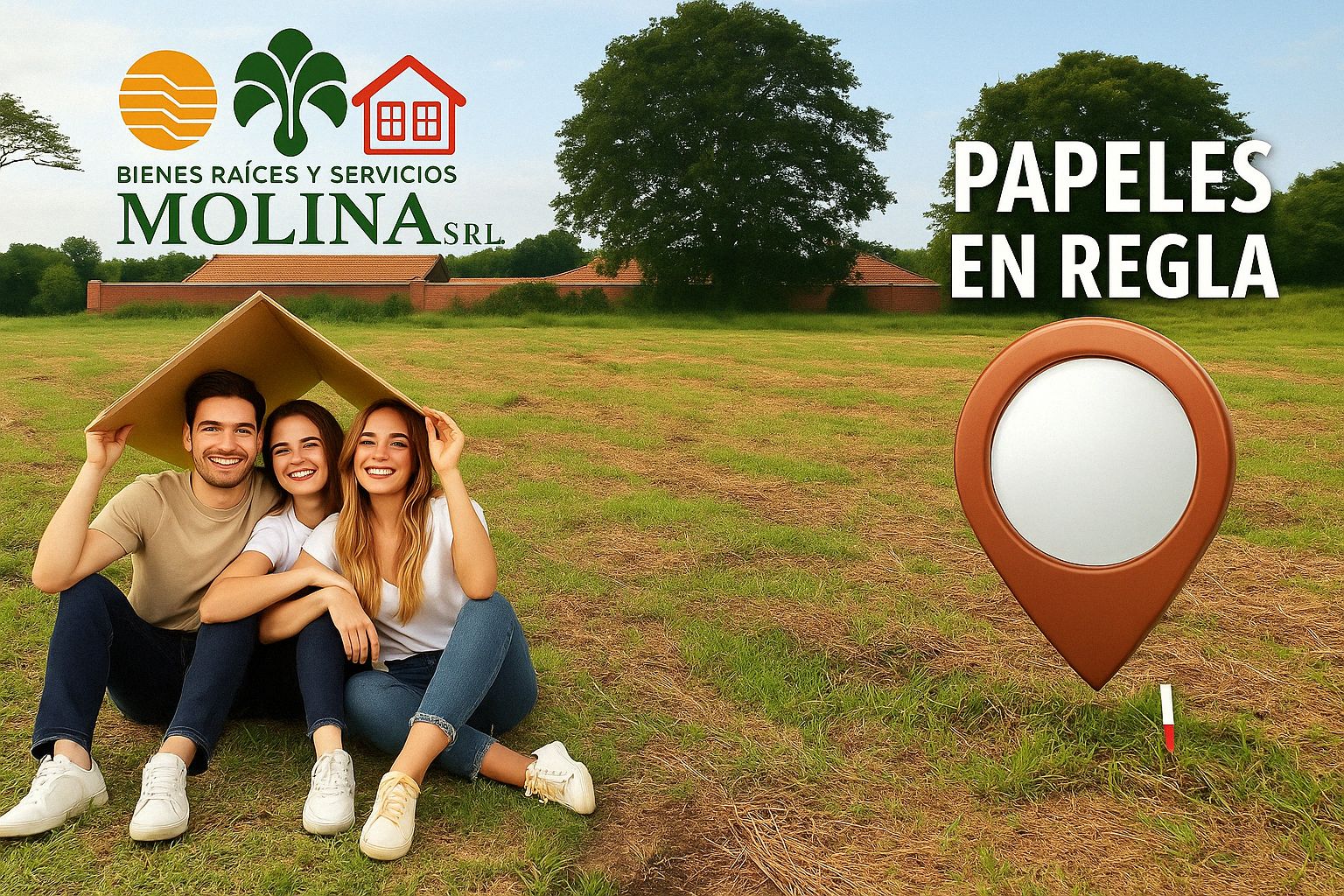 Familia viendo su lote en San Miguel